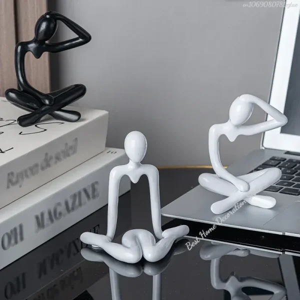 1pc Plastic Thinker Statues Abstract Mini Characters Figurines Home Office Study Room Bookshelf Decor Accessories 5