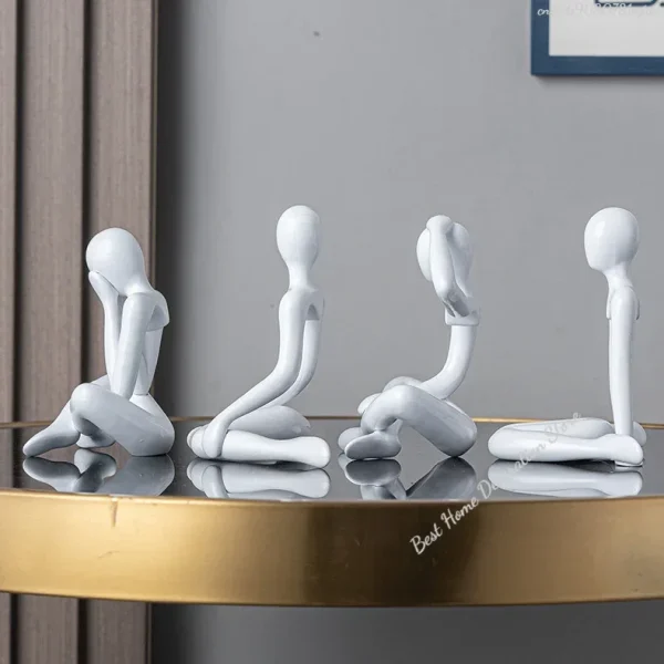 1pc Plastic Thinker Statues Abstract Mini Characters Figurines Home Office Study Room Bookshelf Decor Accessories 6