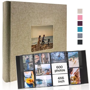1 linen 4x6-600 pocket photo album with horizontal and vertical pockets, suitable for Valentine's Day gifts with mother's photos 1