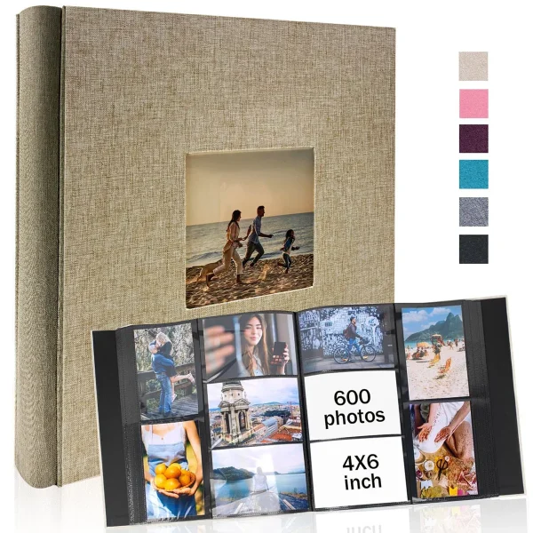 1 linen 4x6-600 pocket photo album with horizontal and vertical pockets, suitable for Valentine's Day gifts with mother's photos 1