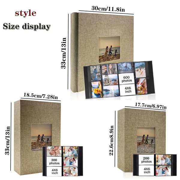 1 linen 4x6-600 pocket photo album with horizontal and vertical pockets, suitable for Valentine's Day gifts with mother's photos 3