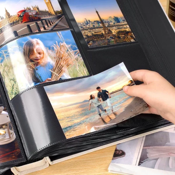 1 linen 4x6-600 pocket photo album with horizontal and vertical pockets, suitable for Valentine's Day gifts with mother's photos 4