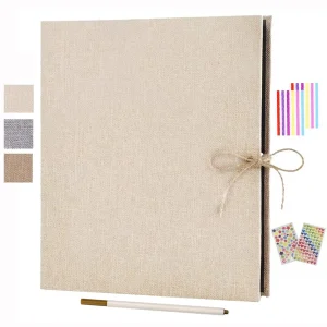 1 deluxe scrapbook album with pages to add -30/60 black inner pages, linen cover, including sticker pens - ideal for Valentine's 1