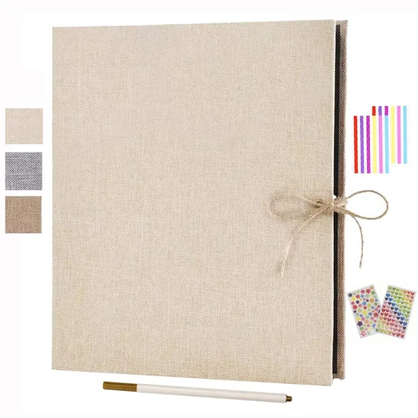 1 deluxe scrapbook album with pages to add -30/60 black inner pages, linen cover, including sticker pens - ideal for Valentine's 1
