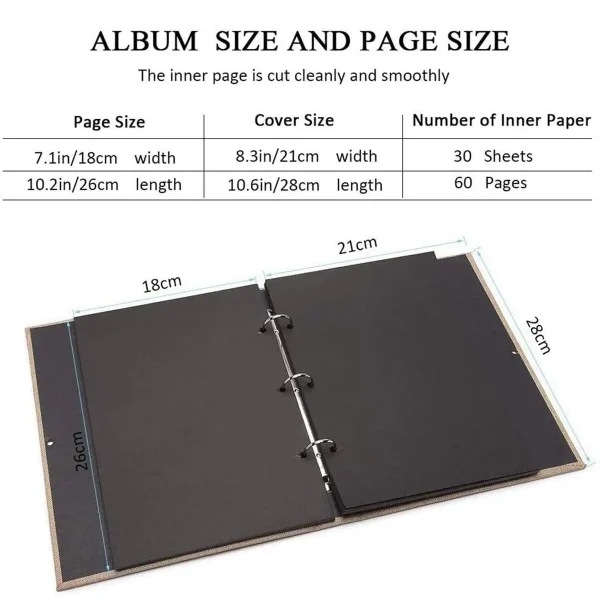1 deluxe scrapbook album with pages to add -30/60 black inner pages, linen cover, including sticker pens - ideal for Valentine's 5