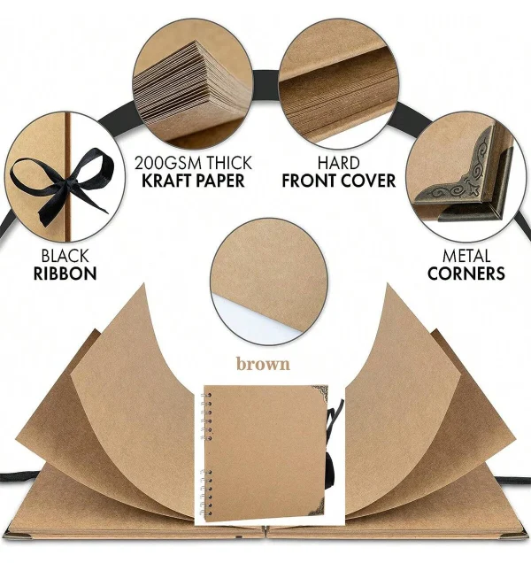 DIY Clipbook Album 60 Pages Kraft Paper Album Clipbook Memory Book - Perfect for Your Clipbook Art and Craft Projects decoration 4
