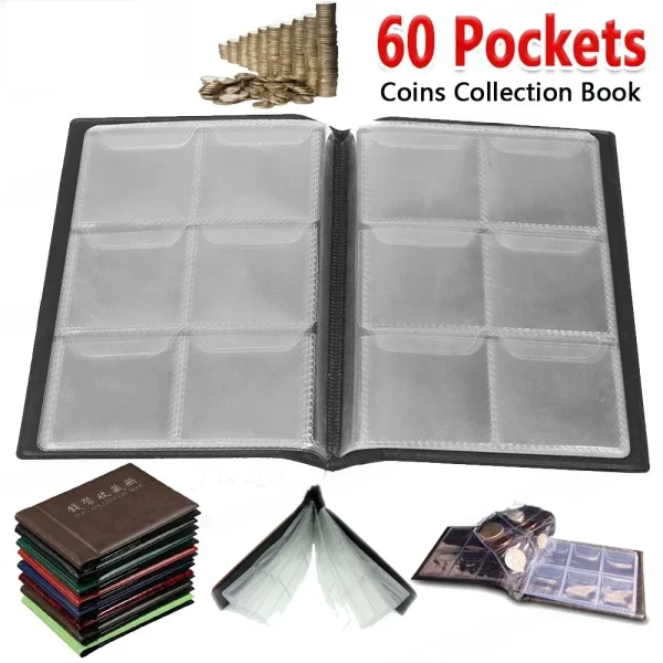 60 Pockets Artificial PU Leather Commemorative Coins Collection Album Book Collecting Money Organizer Storage Bags Storage Book 1