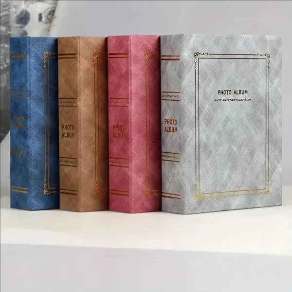 Vintage Style Photo Album with Transparent Pages – 4x6 Inch, 200 Photo Capacity, Elegant Wedding, Birthday & Christmas Gift – El 1
