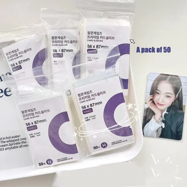 50pcs Korea Card Sleeves Clear Acid Free CPP HARD Photocard Holographic Protector Film Album Binder Photo Popcorn Card 2