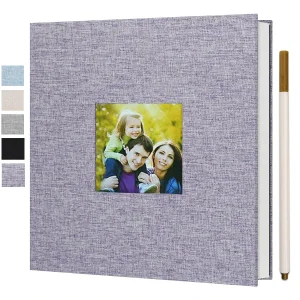 DIY linen scrapbook small photo album with self-adhesive pages, capable of holding 4x6 and 2x3 pictures, equipped with picture d 1