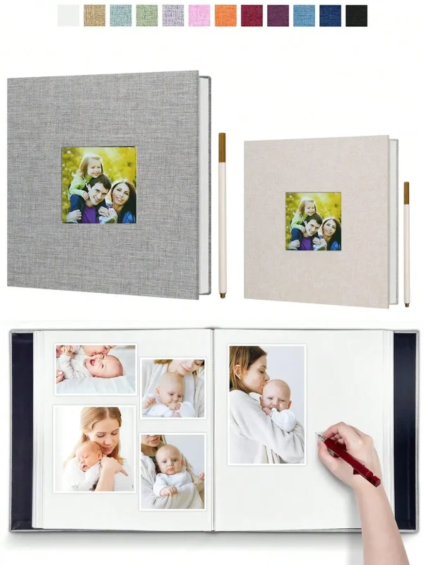 1pc DIY Linen Scrapbook Photo Album with Self-Adhesive Pages for 2x3 4x6 5x7 8x10 Pictures DIY Photo Book Family Anniversary 1