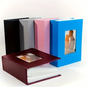 Premium Leather album - holds up to 100 4X6 "photos with front window for family, wedding and baby photos 1