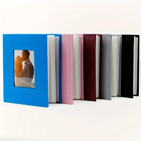 Premium Leather album - holds up to 100 4X6 "photos with front window for family, wedding and baby photos 4