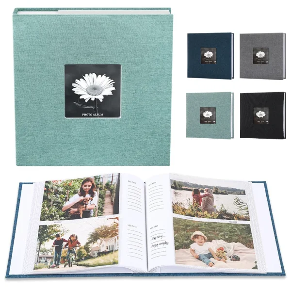 Linen Cover Album 6-inch Interleaf Type Photo Storage Album 200/300pcs Writable Collection of Children Growth Photos 1