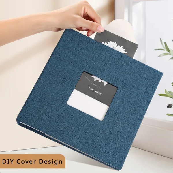 Linen Cover Album 6-inch Interleaf Type Photo Storage Album 200/300pcs Writable Collection of Children Growth Photos 3