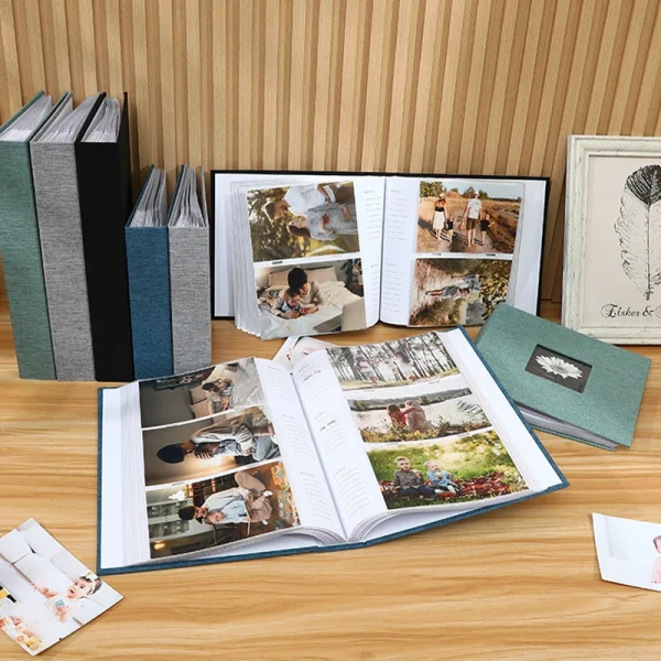 Linen Cover Album 6-inch Interleaf Type Photo Storage Album 200/300pcs Writable Collection of Children Growth Photos 6