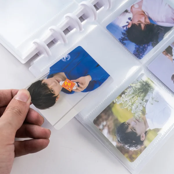 1 Mushroom Hole Card Collection Book Solid Colour Insert Loose-leaf Album 3 Inch Four-panel Photo Postcard Storage and Sorting 2