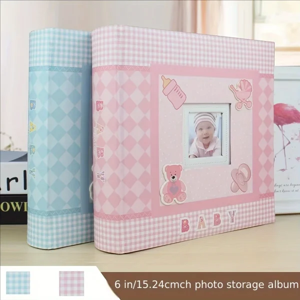 Photo Album with Writing Space  4x6 Photos Hold 200 , Family Baby Kids Cute Photo Album with Writing Space 1
