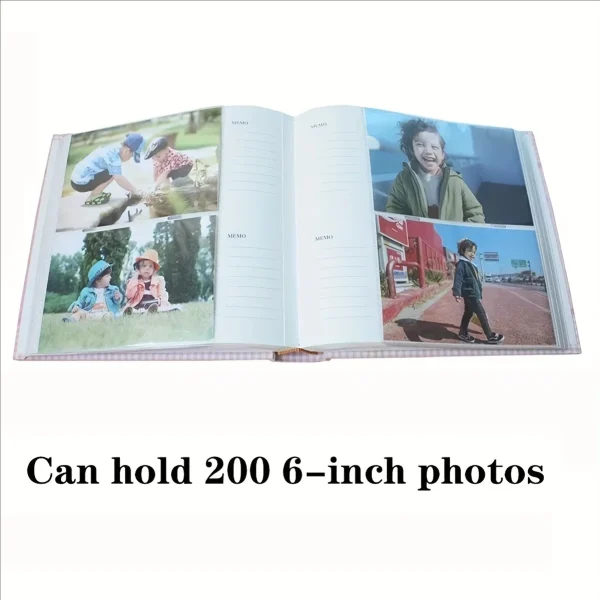 Photo Album with Writing Space  4x6 Photos Hold 200 , Family Baby Kids Cute Photo Album with Writing Space 2