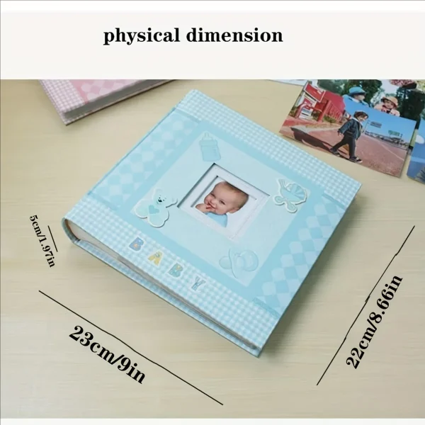 Photo Album with Writing Space  4x6 Photos Hold 200 , Family Baby Kids Cute Photo Album with Writing Space 3