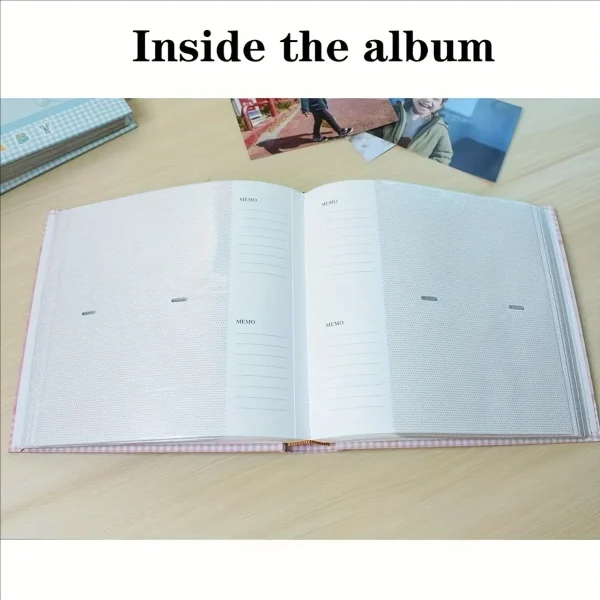 Photo Album with Writing Space  4x6 Photos Hold 200 , Family Baby Kids Cute Photo Album with Writing Space 5