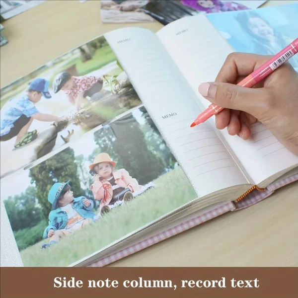 Photo Album with Writing Space  4x6 Photos Hold 200 , Family Baby Kids Cute Photo Album with Writing Space 6
