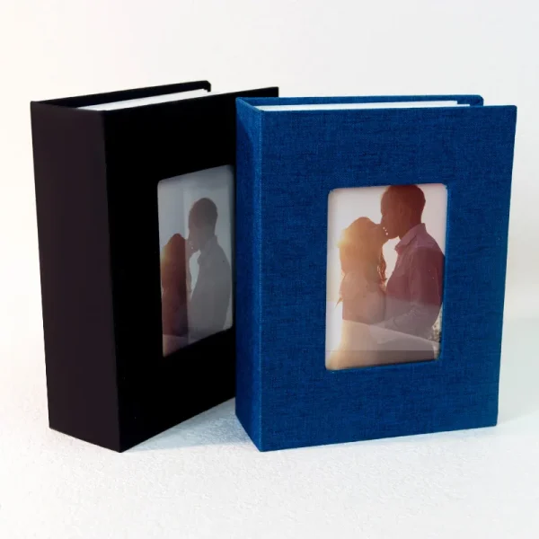 Small album 4x6 photos, 1 piece linen cover mini album, 50 pages can hold 100 photos, artwork or postcards for weddings, birthda 4