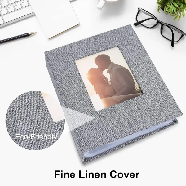 Small album 4x6 photos, 1 piece linen cover mini album, 50 pages can hold 100 photos, artwork or postcards for weddings, birthda 5