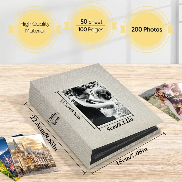 1PCS Linen cover 4x6 Photo Album 200 Pockets Slip-in Design Protects Photos Travel photos 2