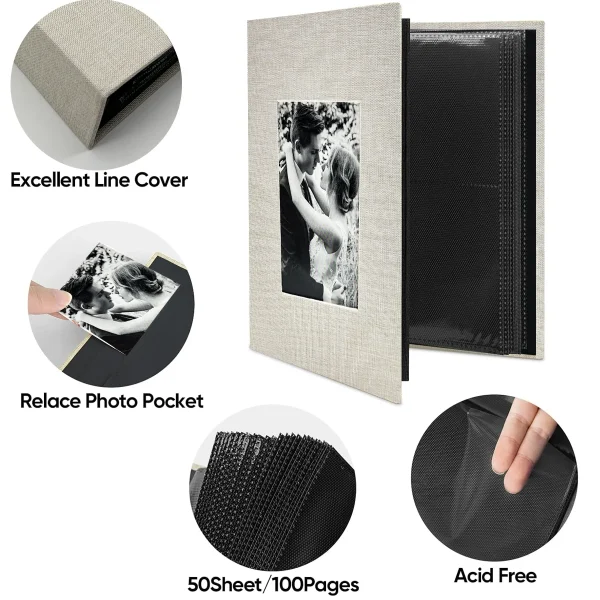 1PCS Linen cover 4x6 Photo Album 200 Pockets Slip-in Design Protects Photos Travel photos 5