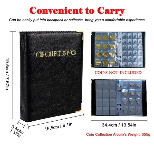 120/240/360Pockets Coin Collection Book 10/20 Pages Coin Collection Holder Album Commemorative Coin Organizer Storage 2
