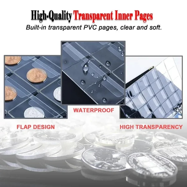 120/240/360Pockets Coin Collection Book 10/20 Pages Coin Collection Holder Album Commemorative Coin Organizer Storage 5