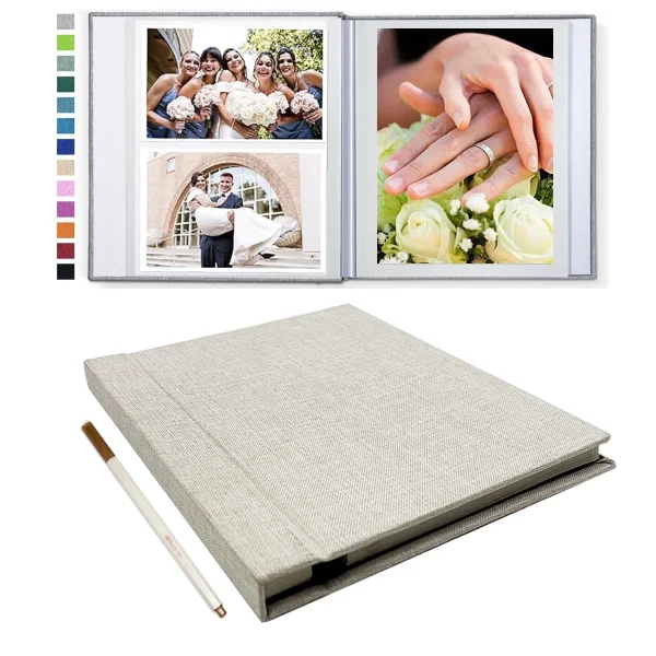1 photo album self-adhesive scrapbook suitable for 2x3 4x6 photo album DIY linen cover album 15 pages 30 blank pages suitable 1