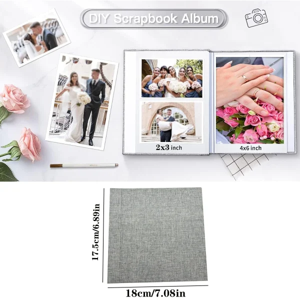 1 photo album self-adhesive scrapbook suitable for 2x3 4x6 photo album DIY linen cover album 15 pages 30 blank pages suitable 2