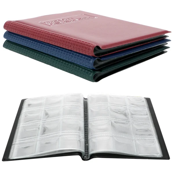 NICEYARD 120/60 Pockets Artificial PU Leather Coins Collection Album Book Collecting Money Organizer Storage Bags PVC Film 4