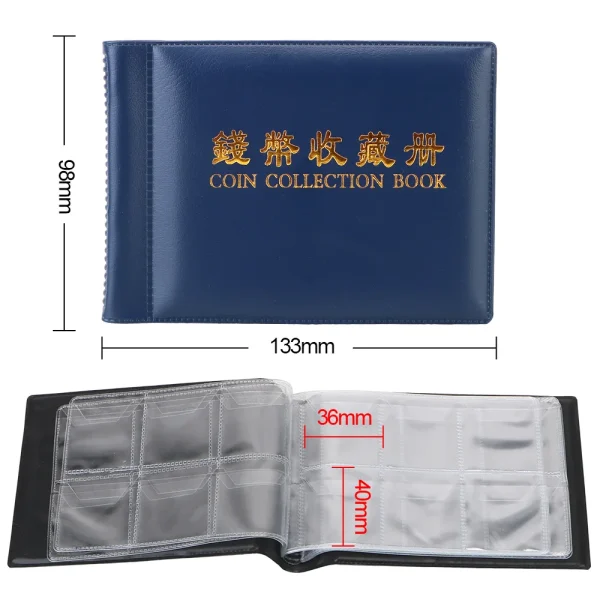 NICEYARD 120/60 Pockets Artificial PU Leather Coins Collection Album Book Collecting Money Organizer Storage Bags PVC Film 6