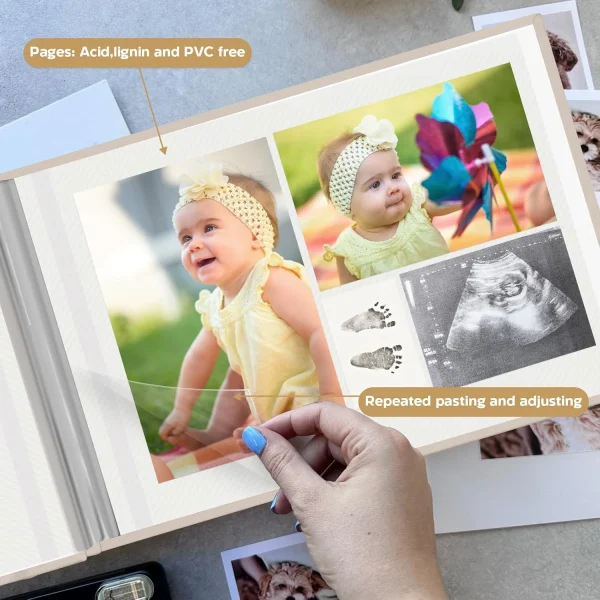 Self adhesive 3x5 4x6 5x7 6x8 magnetic scrapbook album DIY40 page linen cover with metal pen and DIY accessories DIY album 5