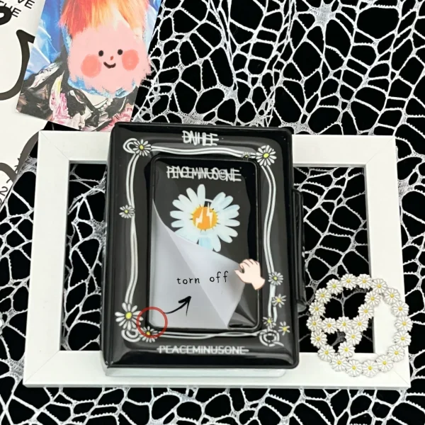 Black Daisy Photocard Holder Kpop GD Mini Album Apply To 3-3.5in Idol Polaroid Star Merch Card Glossy PC Album 5