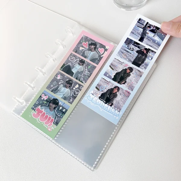 Ins Style Photo Sticker Album with 10 Inner Pages Minimalism Mini Album for Purikura Idol Strip of Four Photos Collection Book 4