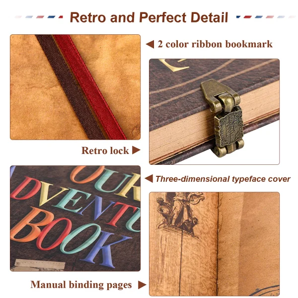 146 Pages DIY Handmade Photo Album Scrapbook Our Adventure Book Retro Kraft Album Anniversary Mother's Day Valentines Day Gift 5