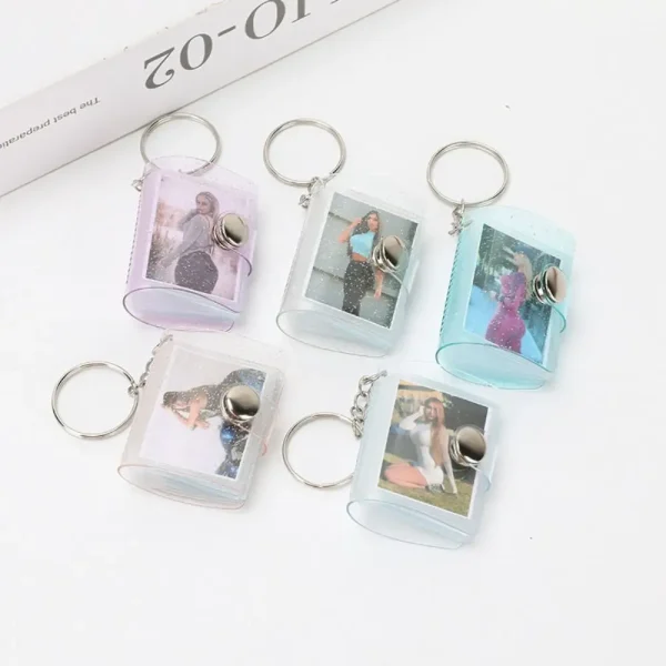 With Keychain Mini Photo Album Snap Button Design DIY Storage Photo Card Holder PVC Simple Portable Pocket Album Photo Sticker 2