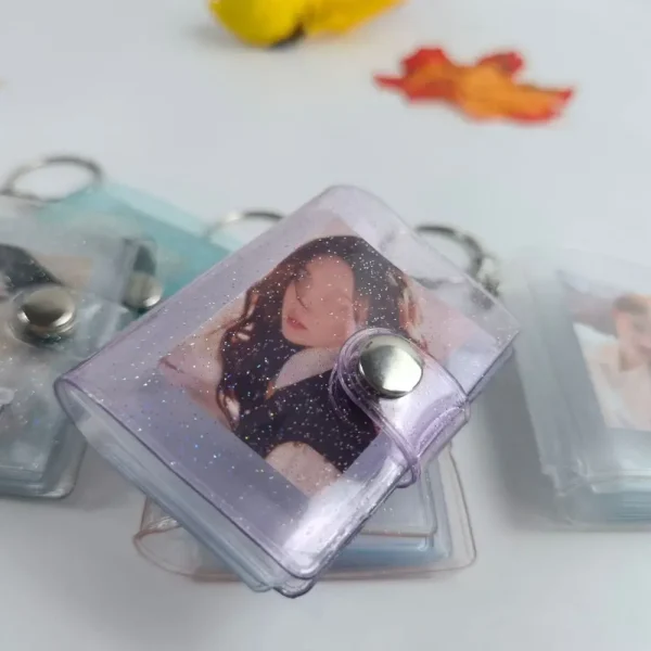 With Keychain Mini Photo Album Snap Button Design DIY Storage Photo Card Holder PVC Simple Portable Pocket Album Photo Sticker 6