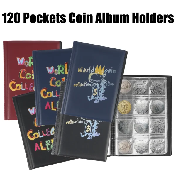 120 Pockets Coins Collector Mini Penny Coin Storage Bag Coin Album Book Coin Holder Albums Collecting Money Organizer 1