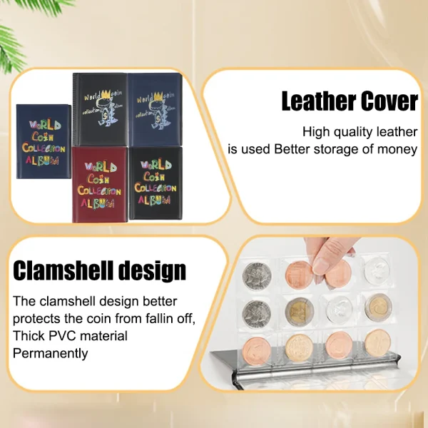 120 Pockets Coins Collector Mini Penny Coin Storage Bag Coin Album Book Coin Holder Albums Collecting Money Organizer 3
