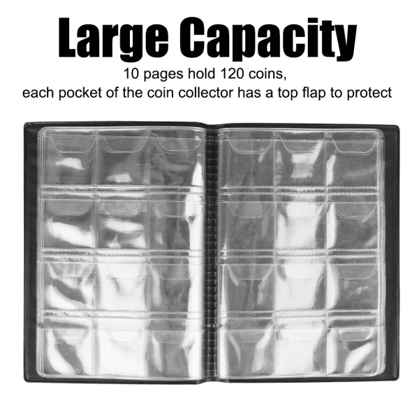 120 Pockets Coins Collector Mini Penny Coin Storage Bag Coin Album Book Coin Holder Albums Collecting Money Organizer 4