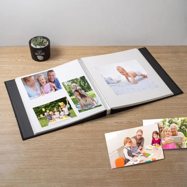 Album Self-adhesive Scrapbook for 4×6 5×7 8×10 photos DIY magnetic linen cover 40 pages Family wedding gift with metal pen and 2