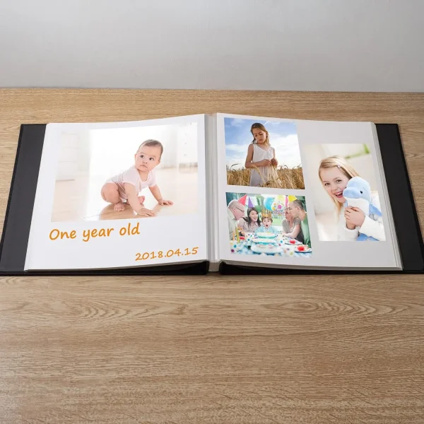 Album Self-adhesive Scrapbook for 4×6 5×7 8×10 photos DIY magnetic linen cover 40 pages Family wedding gift with metal pen and 3