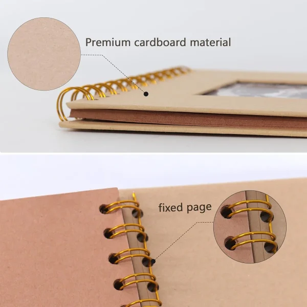 Scrapbook Album Linen Cover 8-inch (approximately 20.3 cm) Hardcover Kraft Paper White Page Commemorative Album Suitable for Tra 5