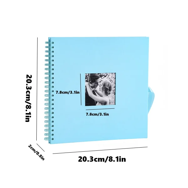 Scrapbook Album Linen Cover 8-inch (approximately 20.3 cm) Hardcover Kraft Paper White Page Commemorative Album Suitable for Tra 6