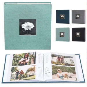 Linen Cover Photo Album 6Inch 200 Sheets Photo Album With Pockets for Photo Storage for Family Wedding Anniversary Baby Memory 1